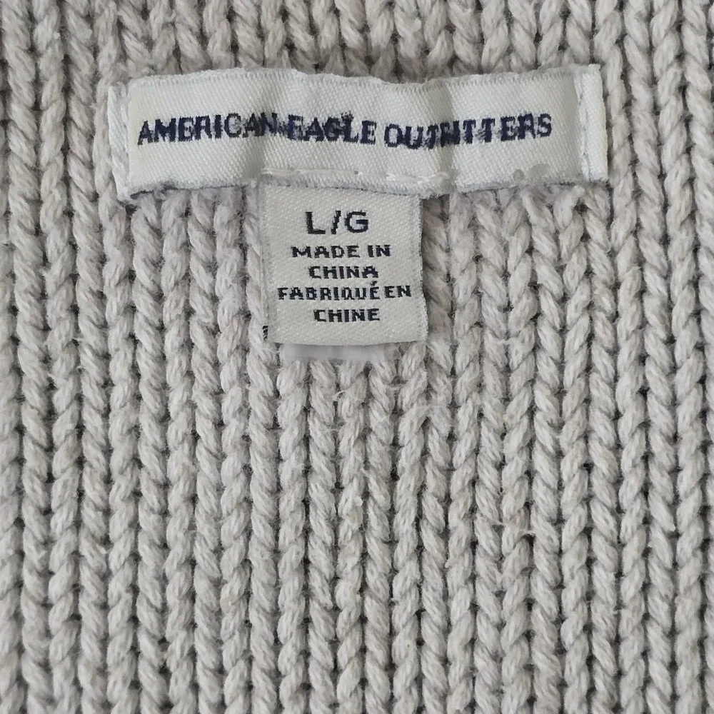 American Eagle Blue Open‎ Weave Cotton Knit Sweater Size L Bohemian